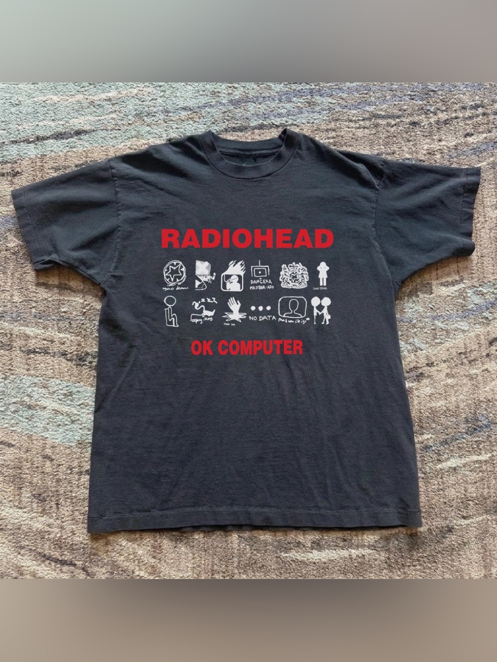 Radiohead OK Computer Graphic Band Tee in Black & Red